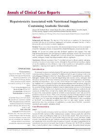 Hepatotoxicity Associated with Nutritional Supplements Containing Anabolic Steroids