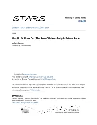 Man up Or Punk Out: the Role of Masculinity in Prison Rape