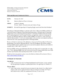 Michigan-Specific Reporting Update Memorandum