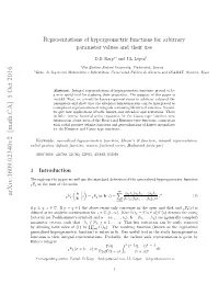 Representations of Hypergeometric Functions for Arbitrary Parameter