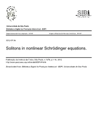Solitons in Nonlinear Schrödinger Equations