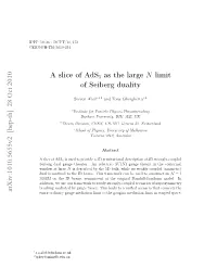 A Slice of Ads 5 As the Large N Limit of Seiberg Duality