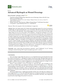 Advanced Hydrogels As Wound Dressings