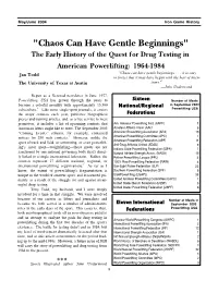 Chaos Can Have Gentle Beginnings' the Early History of the Quest for Drug Testing in American Powerlifting