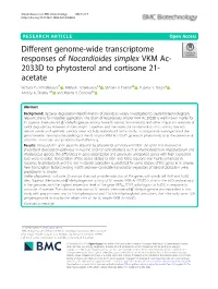 Different Genome-Wide Transcriptome Responses of Nocardioides Simplex VKM Ac- 2033D to Phytosterol and Cortisone 21- Acetate Victoria Yu Shtratnikova1* , Mikhail I