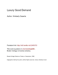 Luxury Good Demand