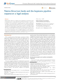 Native American Lands and the Keystone Pipeline Expansion: a Legal Analysis
