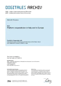 Platform Cooperativism in Italy and in Europe