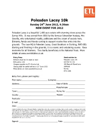 Polesden Lacey 10K Sunday 24Th June 2012, 9.30Am NEW EVENT for 2012