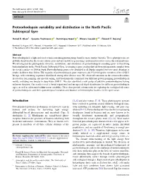 Proteorhodopsin Variability and Distribution in the North Pacific