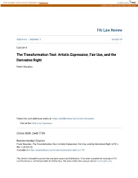 The Transformation Test: Artistic Expression, Fair Use, and the Derivative Right