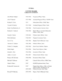 TUNISIA COUNTRY READER TABLE of CONTENTS John Walter