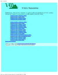 VALL Newsletter Archive, 2003-2008