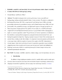 1 Reliability, Sensitivity, and Uncertainty of Reservoir Performance Under Climate Variability 1 in Basins with Different Hydrog