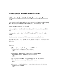 Discography (As Leader) in Order of Release
