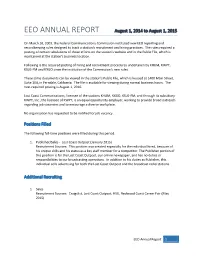 EEO ANNUAL REPORT August 1, 2014 to August 1, 2015