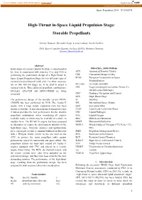 High-Thrust In-Space Liquid Propulsion Stage: Storable Propellants