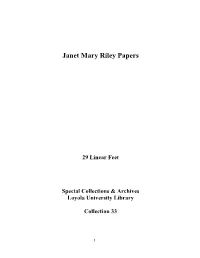 Janet Mary Riley Papers