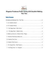 Kingston Frontenac Public Library 2016 Scottish Walking Tour Two