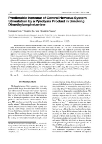 Predictable Increase of Central Nervous System Stimulation by a Pyrolysis Product in Smoking Dimethylamphetamine