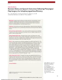 Revision Rates and Speech Outcomes Following Pharyngeal Flap Surgery for Velopharyngeal Insufficiency