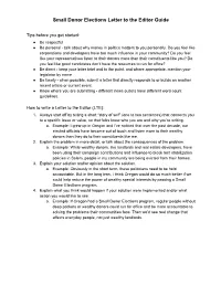 Small Donor Elections Letter to the Editor Guide