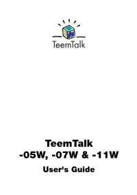 Teemtalk-05W, -07W & -11W User's Guide V .4.3.1