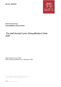 The Draft Senedd Cymru (Disqualification) Order 2020