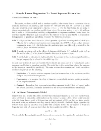 1 Simple Linear Regression I – Least Squares Estimation