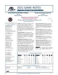 2021 Game Notes