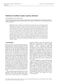 Attributes to Facilitate E-Waste Recycling Behaviour