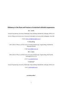 Dilatancy in the Flow and Fracture of Stretched Colloidal Suspensions