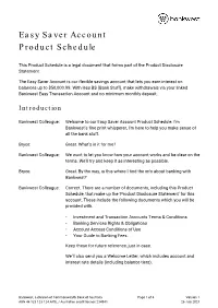 Easy Saver Account Product Schedule