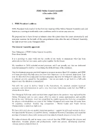 FIDE Online General Assembly 6 December 2020