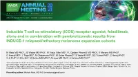 ICOS) Receptor Agonist, Feladilimab, Alone and in Combination with Pembrolizumab: Results from INDUCE-1 Relapsed/Refractory Melanoma Expansion Cohorts