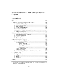 Inter Partes Review: a New Paradigm in Patent Litigation