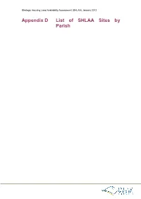 List of SHLAA Sites by Parish