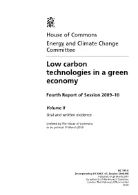 Low Carbon Technologies in a Green Economy