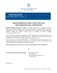News Release for Immediate Release