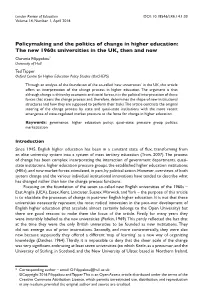 Policymaking and the Politics of Change in Higher Education