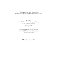 The Origin of the Paris Observatory Contributions to the Study of Early Modern Architecture