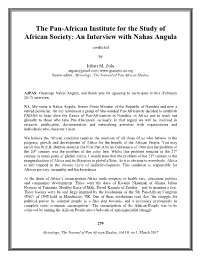 The Pan-African Institute for the Study of African Society: an Interview with Nahas Angula