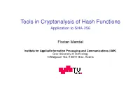 Tools in Cryptanalysis of Hash Functions Application to SHA-256