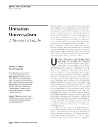Unitarian Universalism a Research Guide