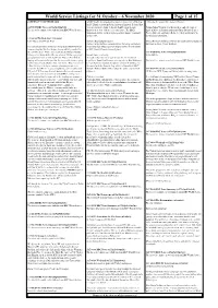 World Service Listings for 31 October – 6