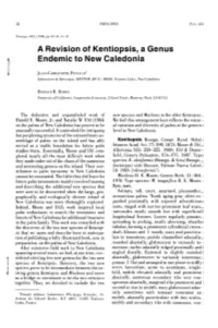 A Revision of Kentiopsis, a Genus Endemic to New Caledonia