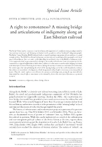 A Right to Remoteness? a Missing Bridge and Articulations of Indigeneity Along an East Siberian Railroad