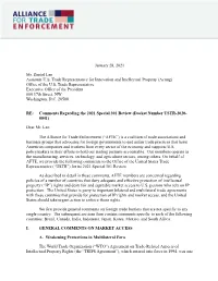 AFTE 2021 Special 301 Report Comments