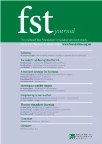 Fstjournal@Foundation.Org.Uk FST Journal Publishes Summaries of All the Talks Given at Its Meetings