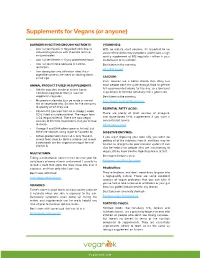 Supplements for Vegans (Or Anyone)